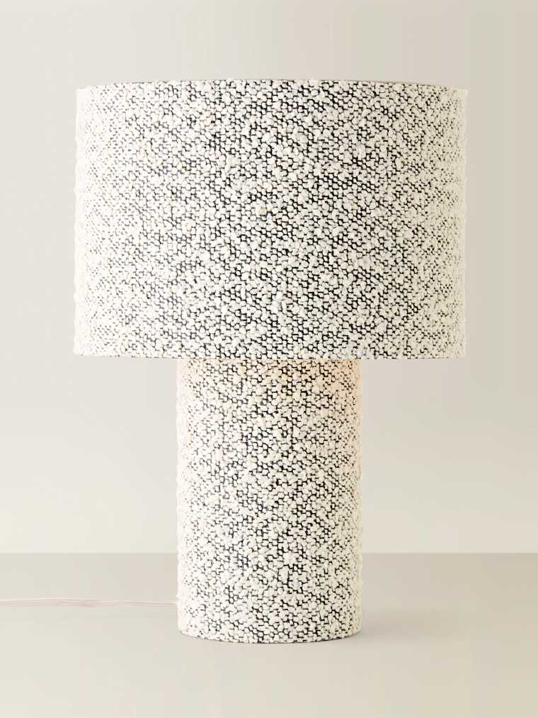 Grey Boucle Table Lamp