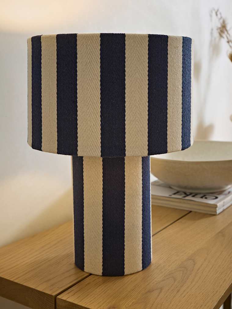 Navy Deckchair Stripe Fabric Table Lamp
