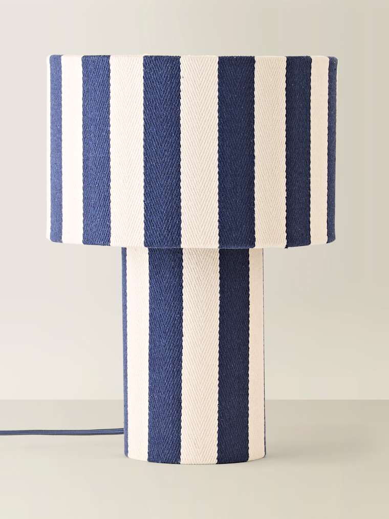 Navy Deckchair Stripe Fabric Table Lamp