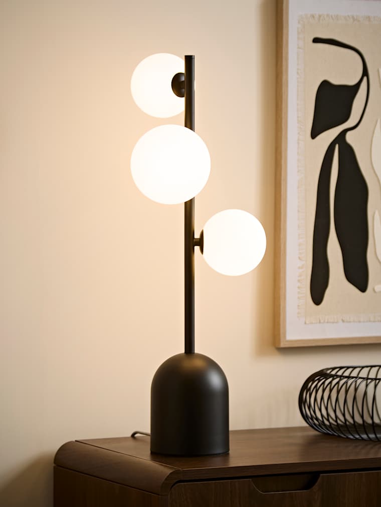 Black Frosted Globe Multi Arm Table Lamp