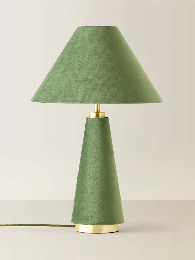 Green Velvet Conical Table Lamp
