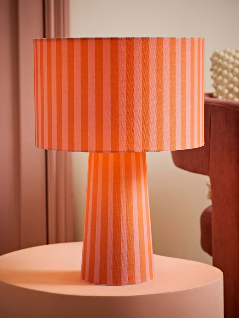 Orange Stripe Fabric Table Lamp