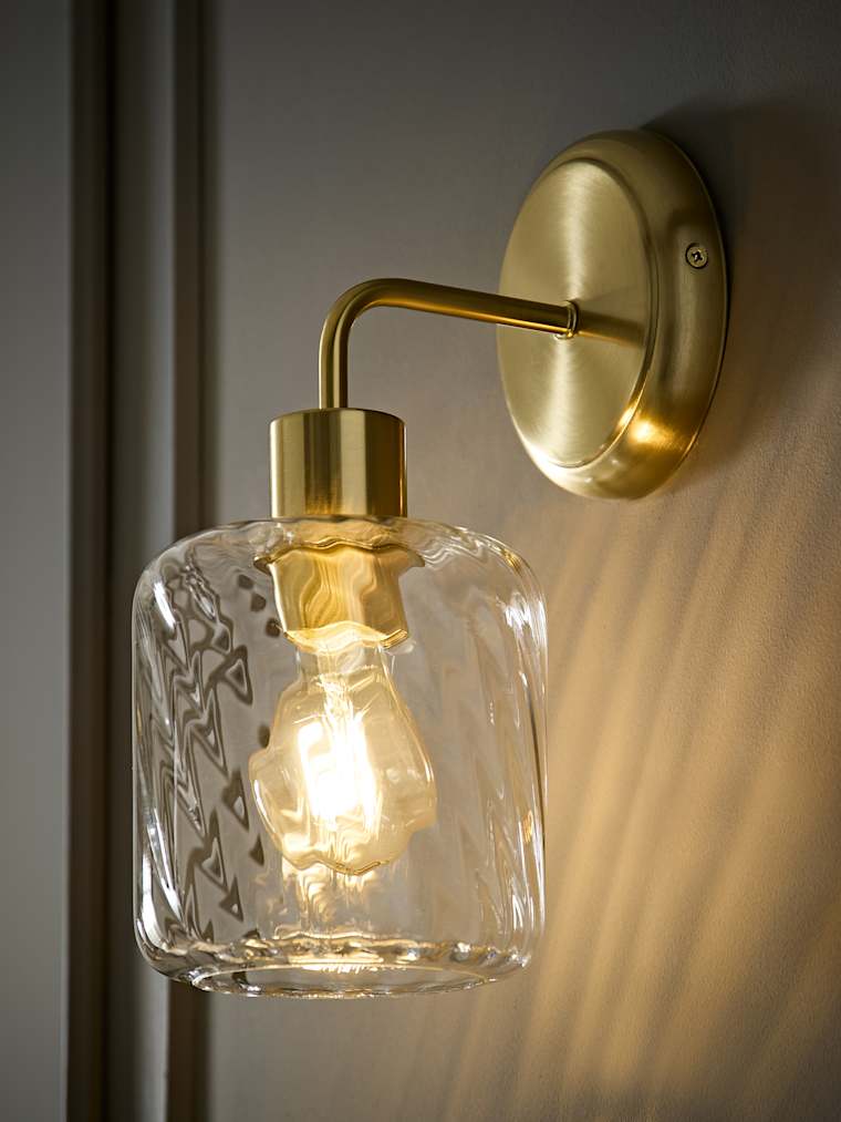 Brushed Gold and Swirled Glass Wall Light