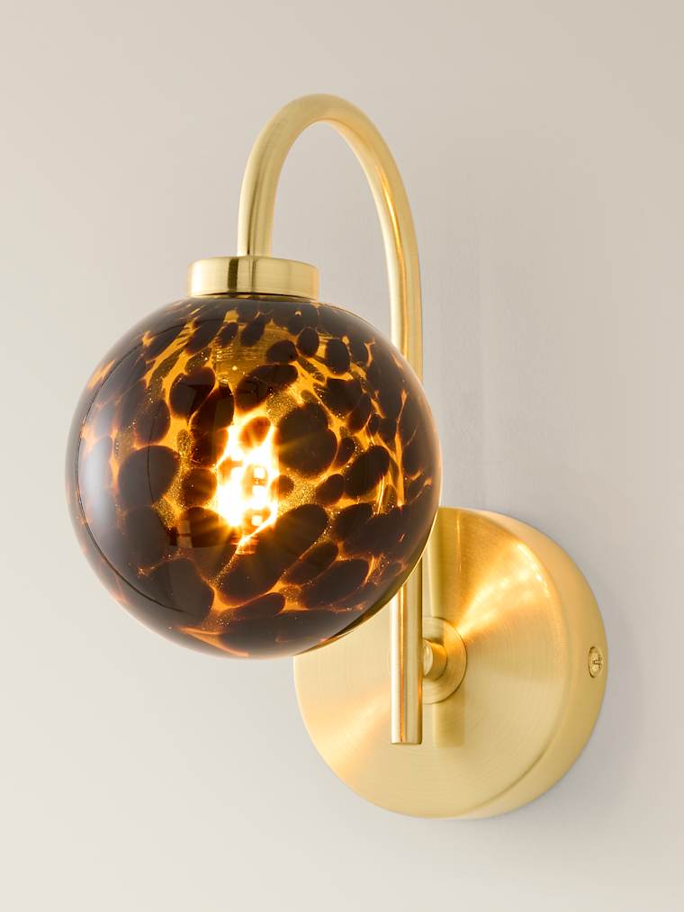 Brushed Gold Leopard Confetti Glass Semi Flush Wall Light