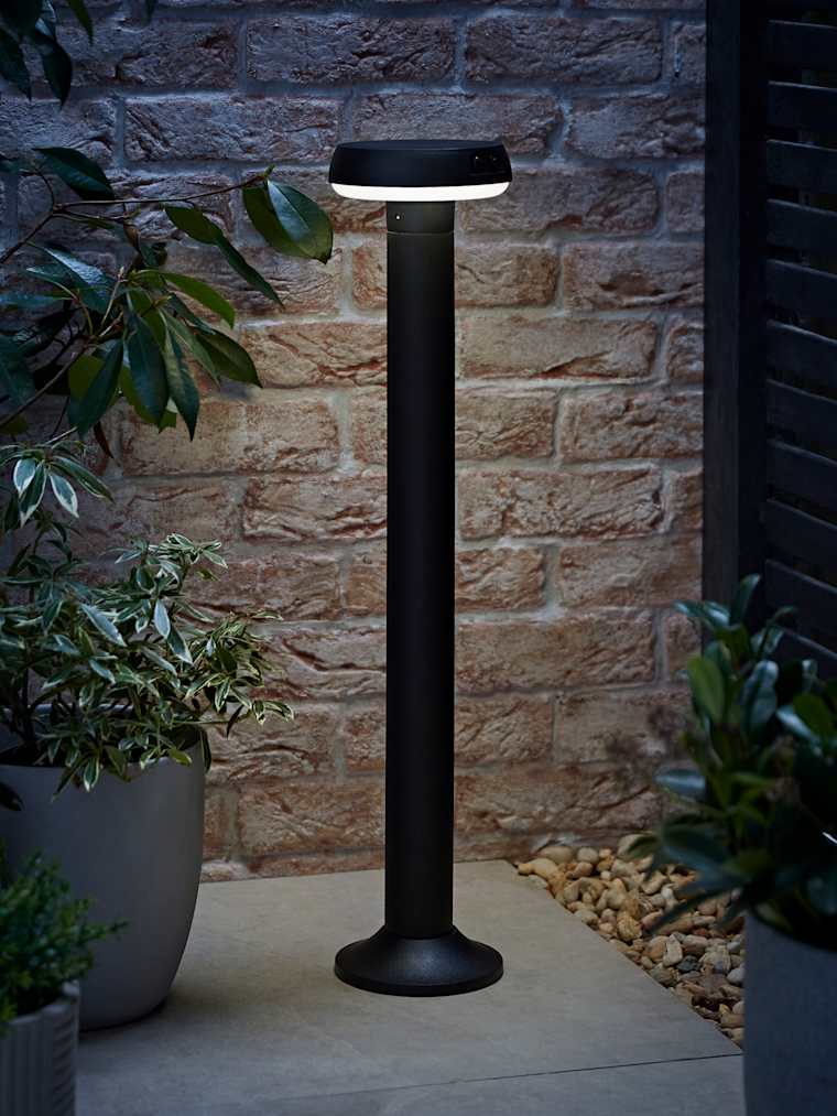 Matte Black Solar Bollard Post Light