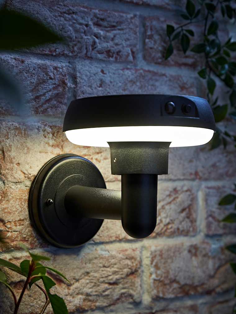 Matte Black Solar Wall Light