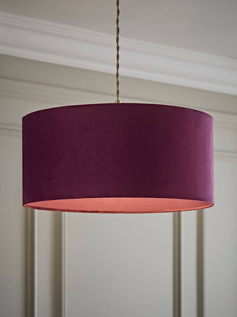 Large Purple Velvet Squat Drum Shade 45cm
