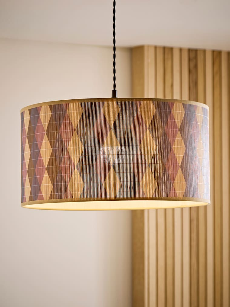 Large Harlequin Print Bamboo Drum Shade 45cm