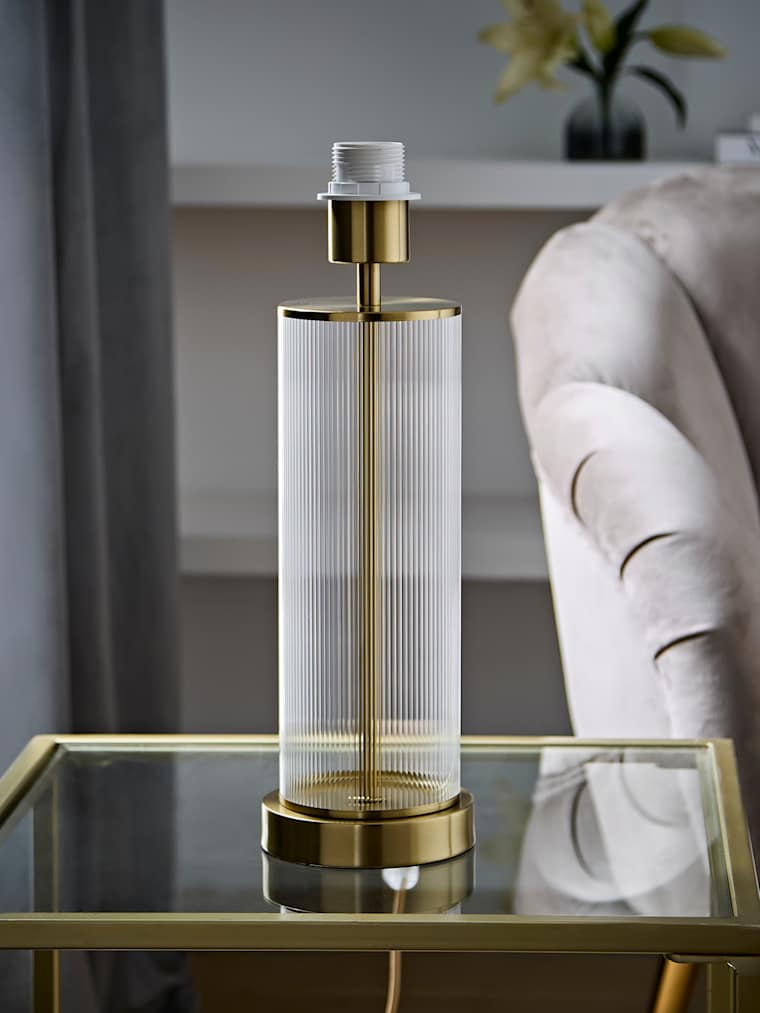 Brushed Gold Ribbed Glass Table Lamp Base