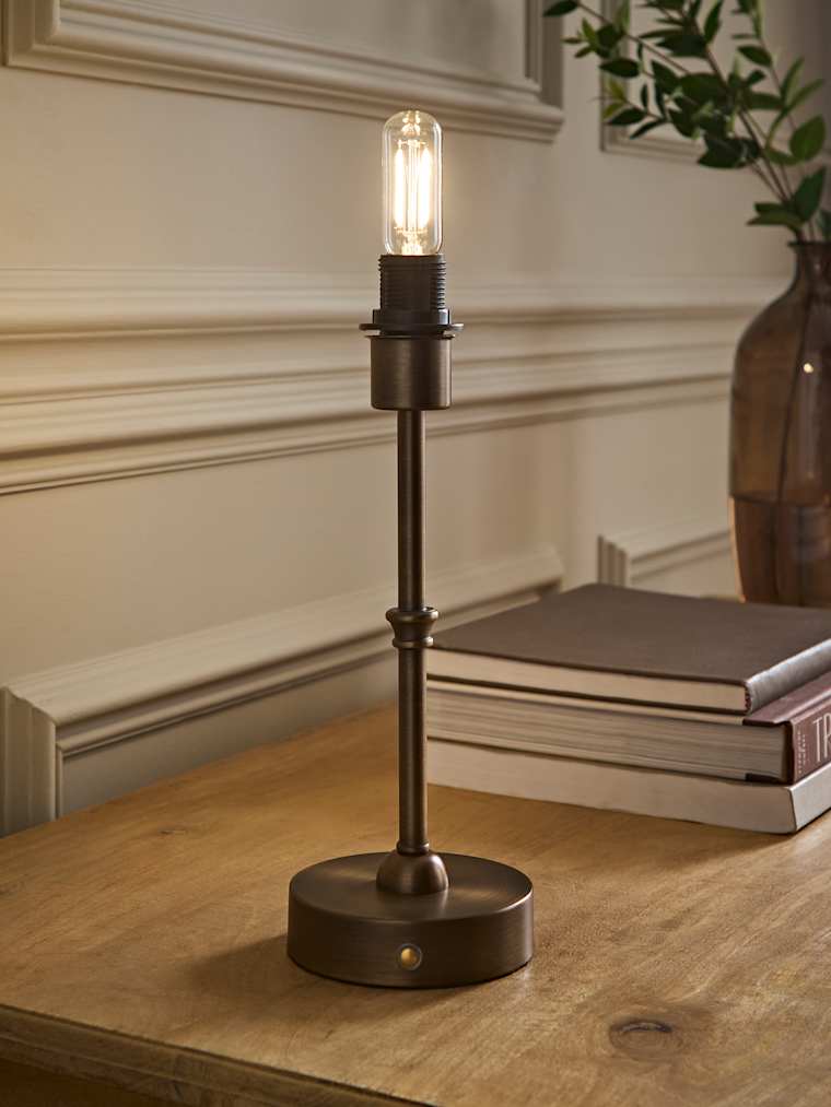 Brushed Brass Rechargeable Candlestick Table Lamp Base
