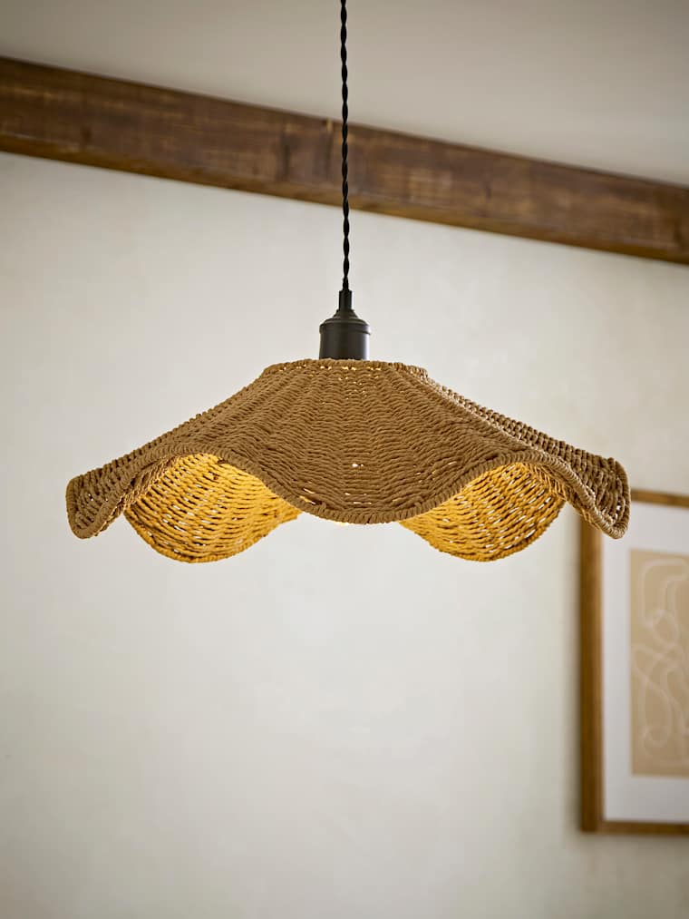 Large Wicker Wave Taper Shade 50cm