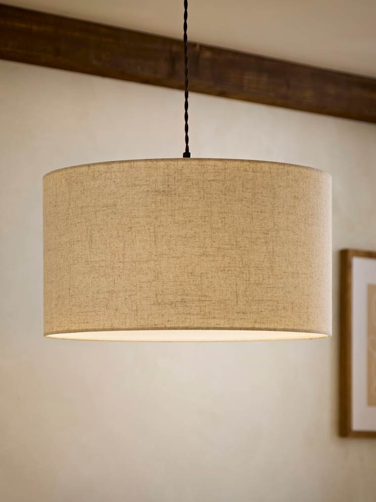 Large Natural Linen Drum Shade