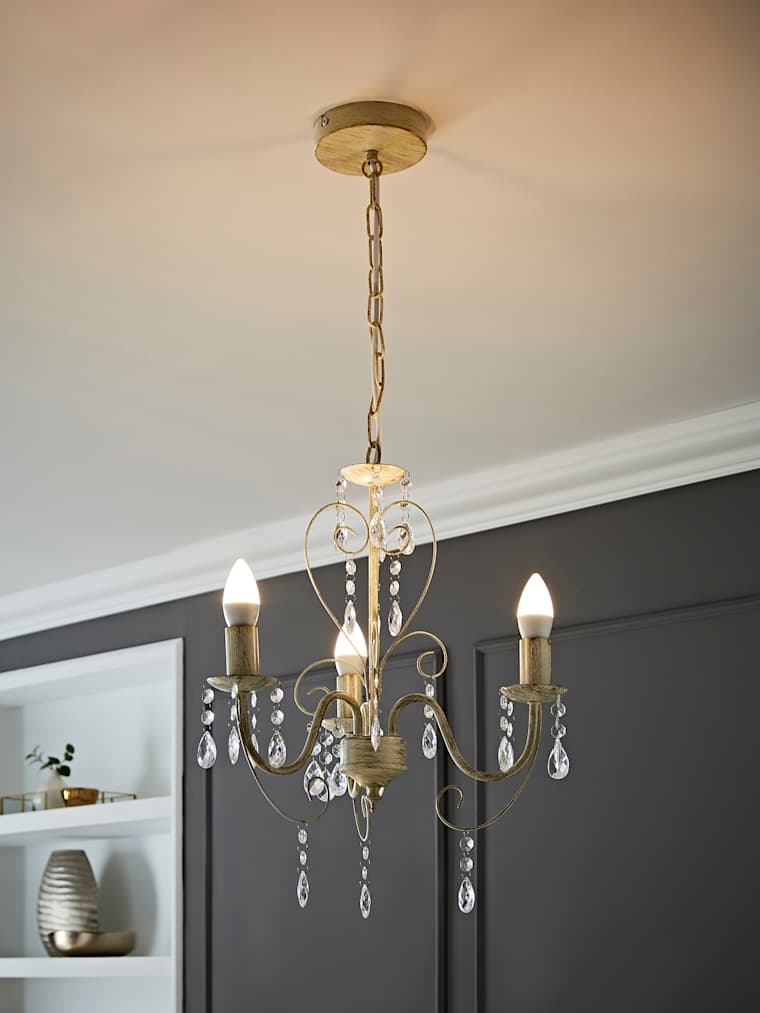 3-Way Distressed White Chandelier
