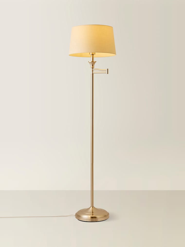 Brushed Chrome Floor Lamp with Beige Shade