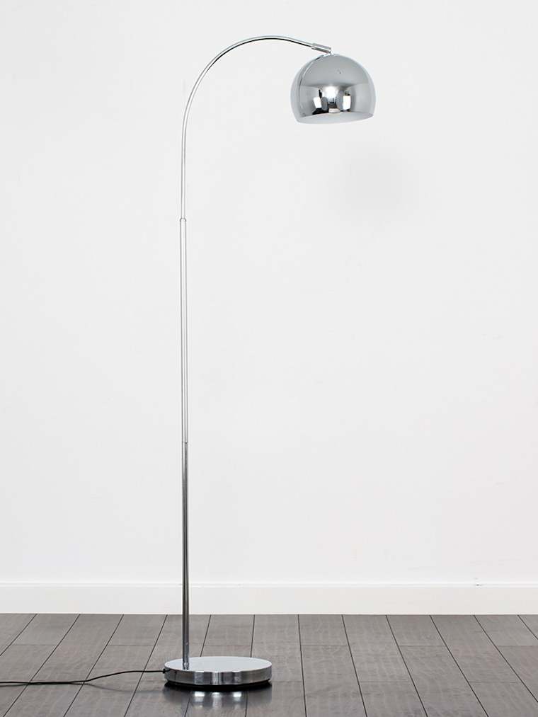Chrome Arc Floor Lamp with Domed Chrome Shade