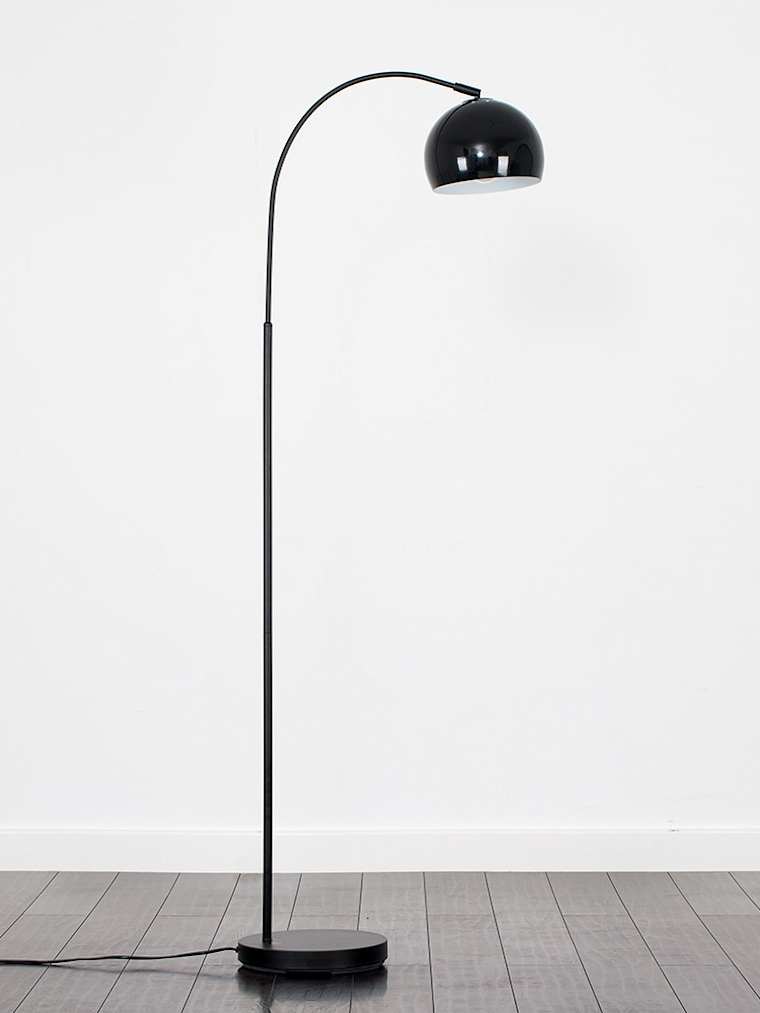 Black Arc Floor Lamp with Domed Black Shade