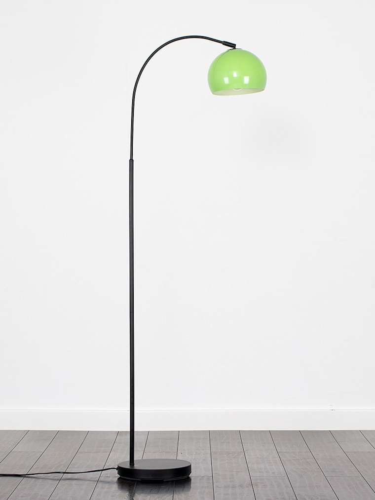 Black Arc Floor Lamp with Green Shade