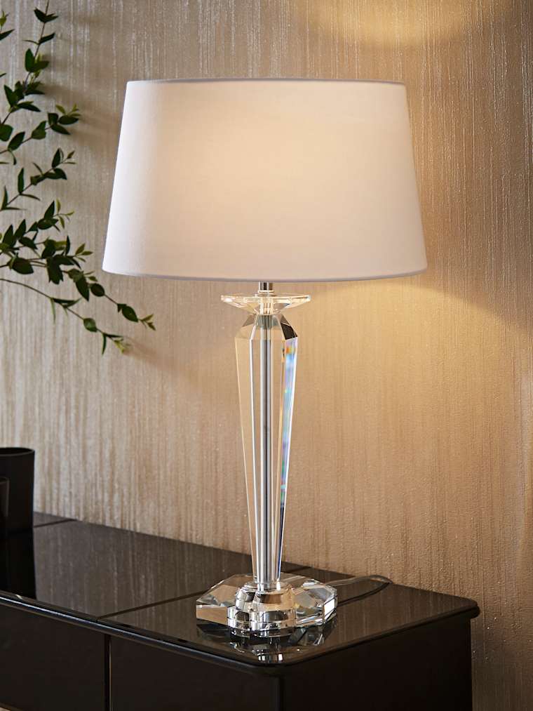 K9 Crystal Table Lamp with White Shade