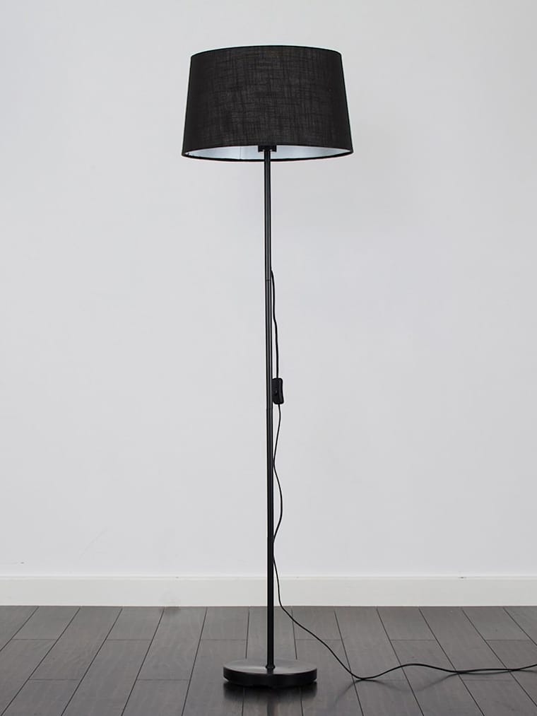 Black Floor Lamp with Black Drum Shade