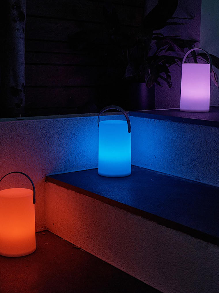 3 x IP44 Outdoor RGB Rechargeable Cylinder Table Lanterns
