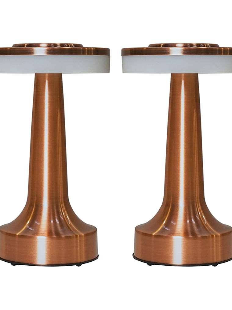 Pair of Outdoor Rechargeable Copper Touch Table Lamps