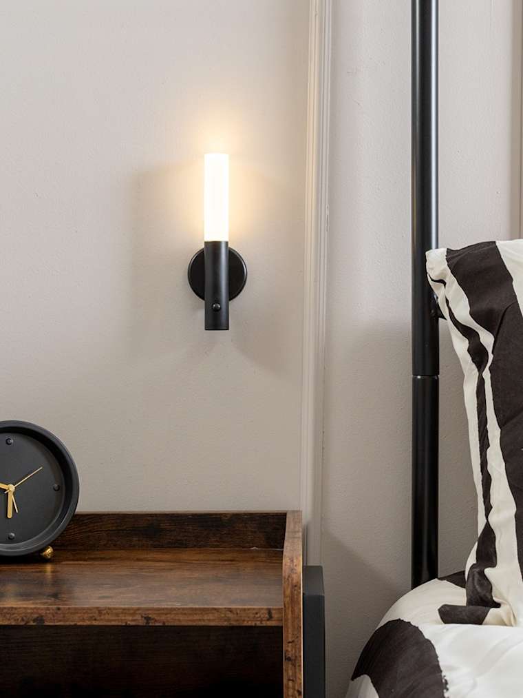 Pair of Black Rechargeable LED Wall Lights with PIR Motion Sensor