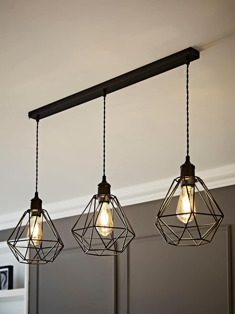 Black with Cage Shade Diner Light