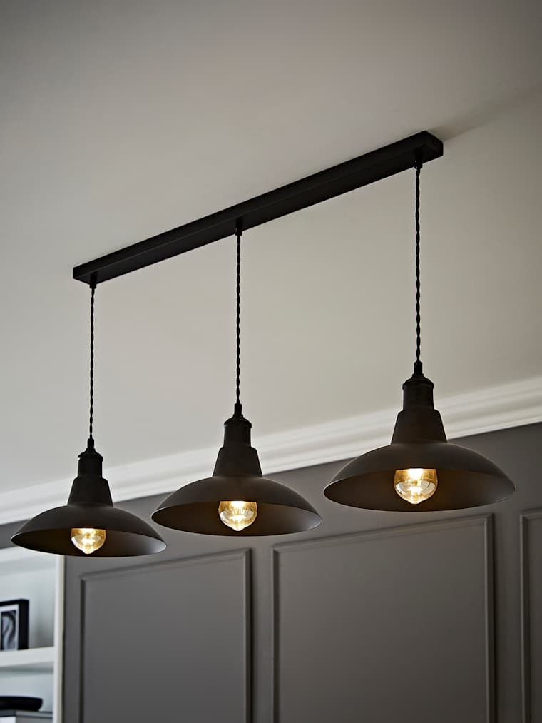 Black with Metal Dome Diner Light