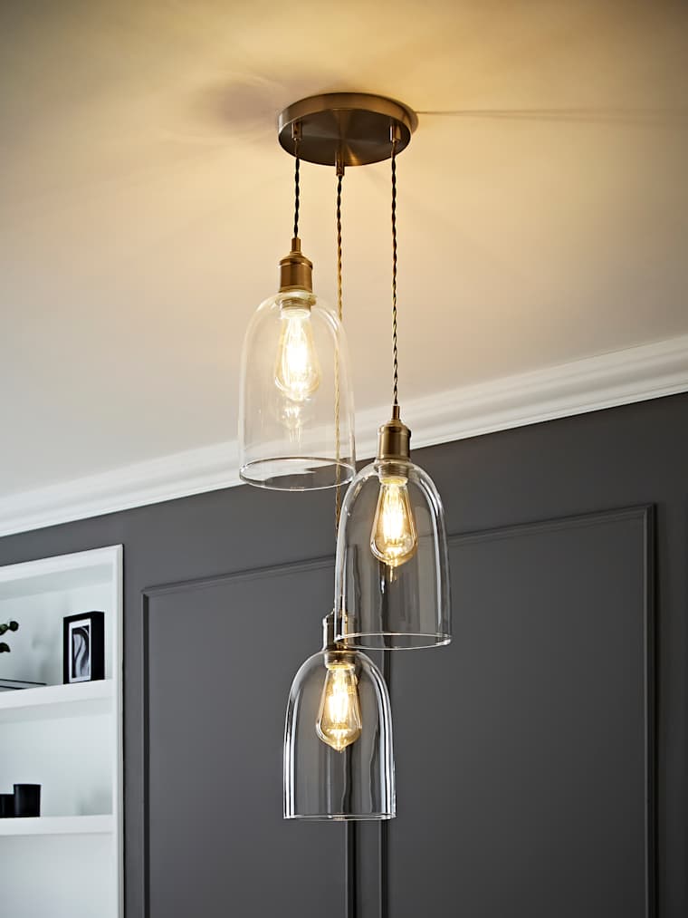 Brushed Chrome Glass Dome Cluster Ceiling Light