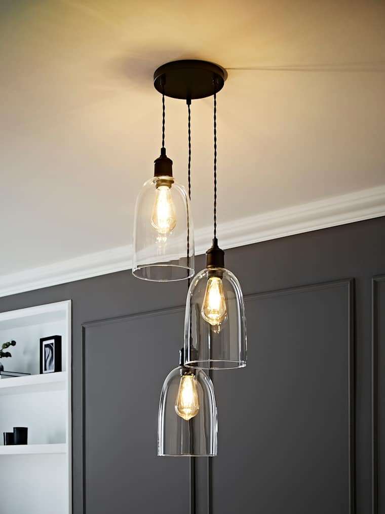 Black Glass Dome Cluster Ceiling Light