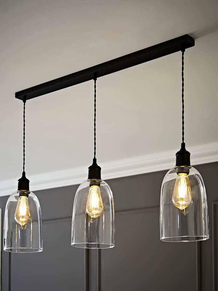 Black with Glass Dome Diner Light