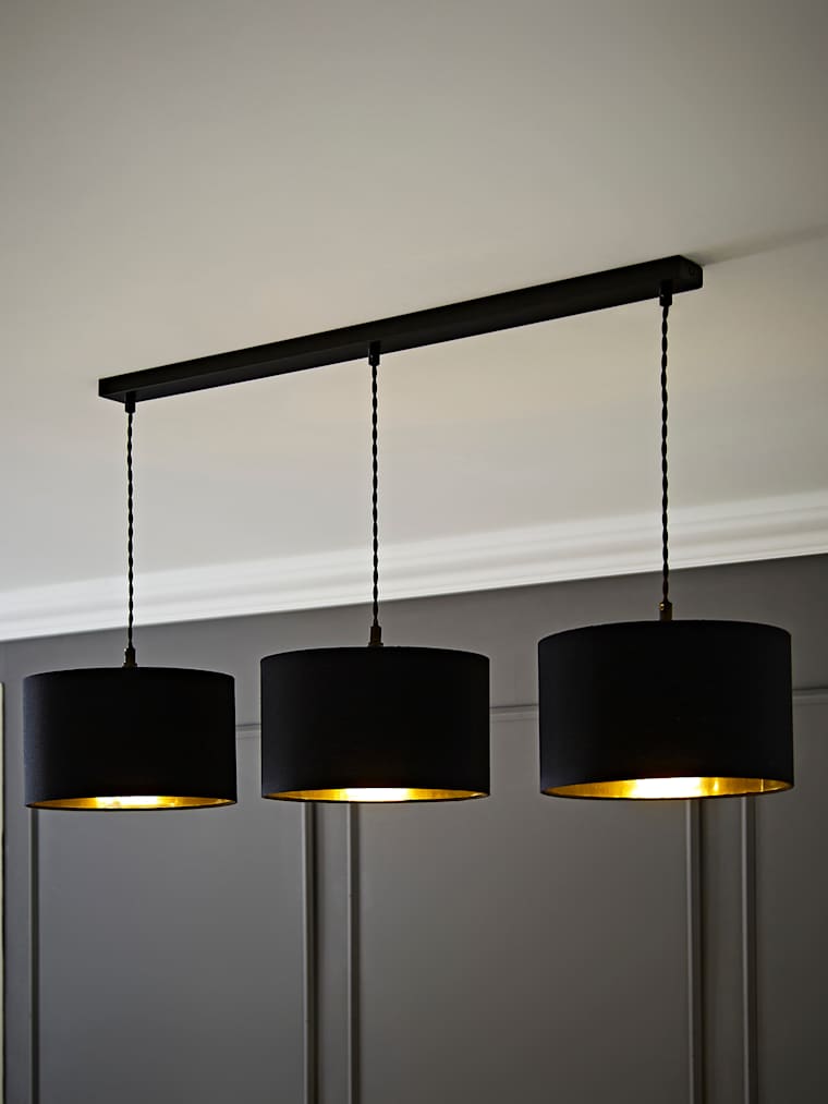 Black with Black Metallic Inner Drum Shade Diner Light