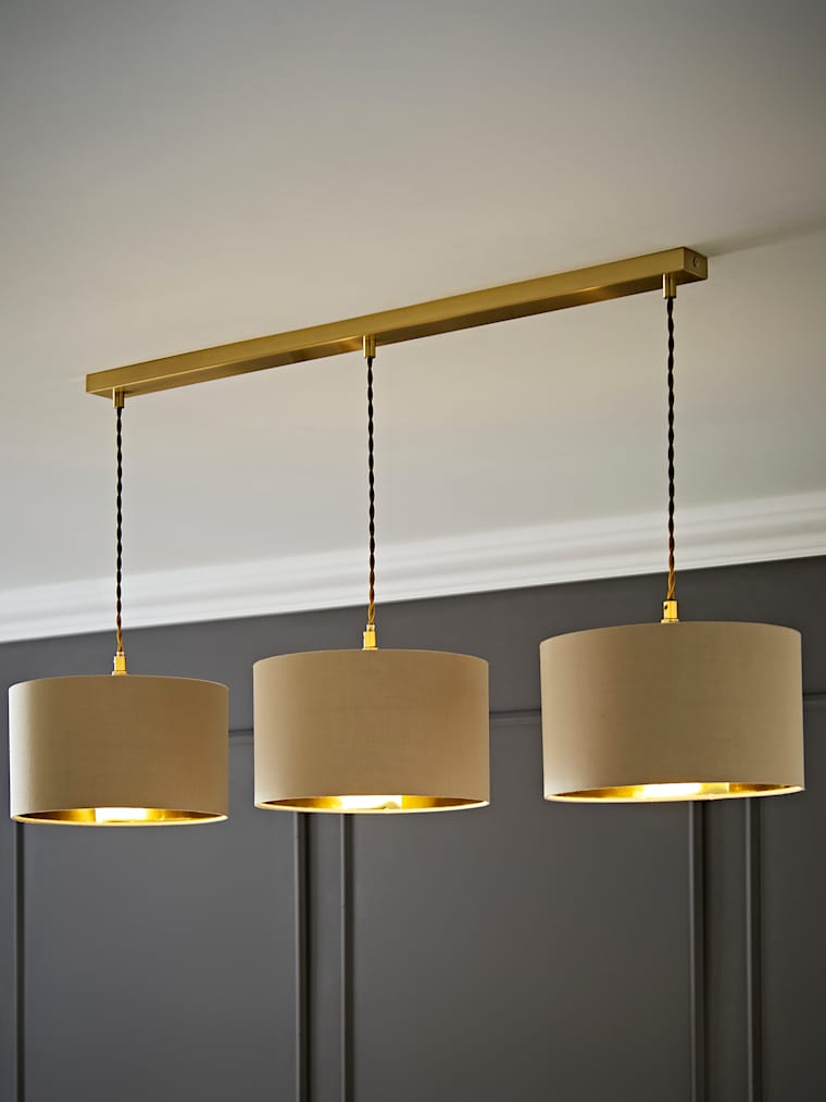 Gold with Natural Metallic Inner Drum Shade Diner Light