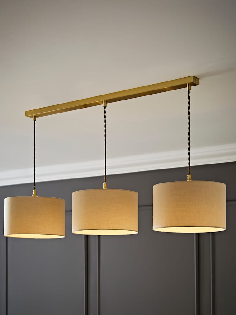 Gold with Natural Drum Shade Diner Light