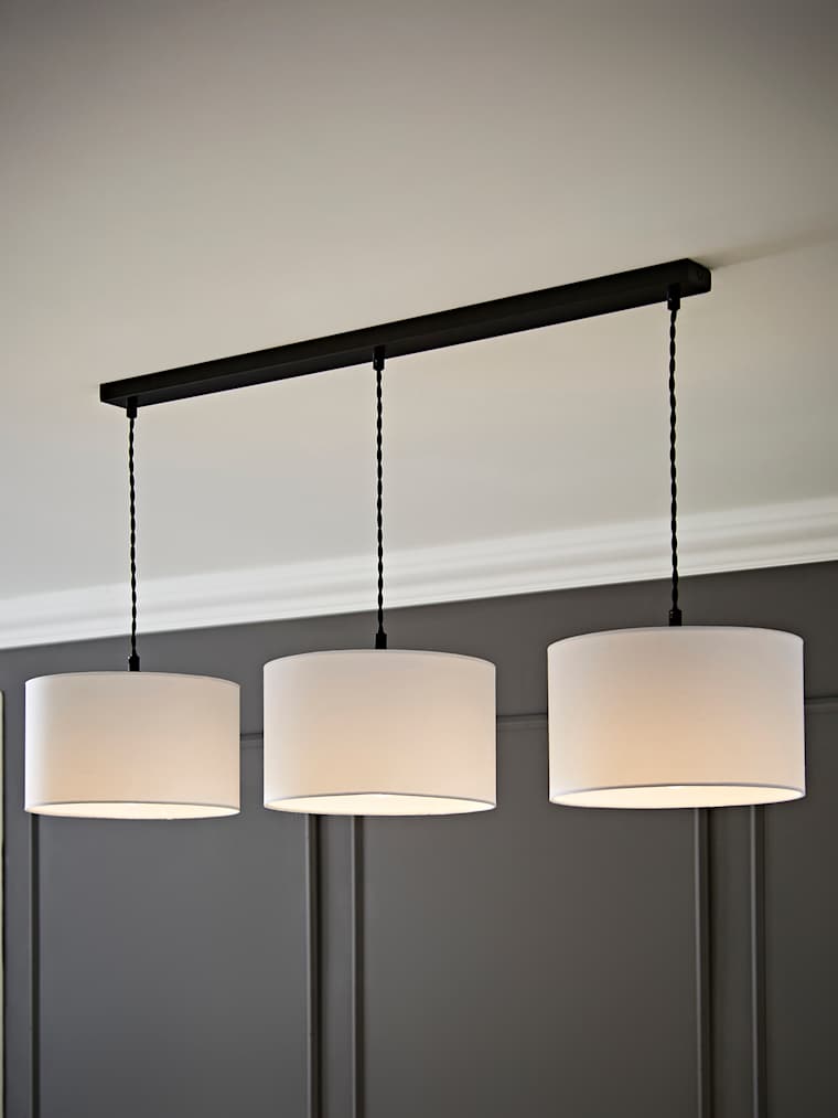 Black with White Drum Shade Diner Light