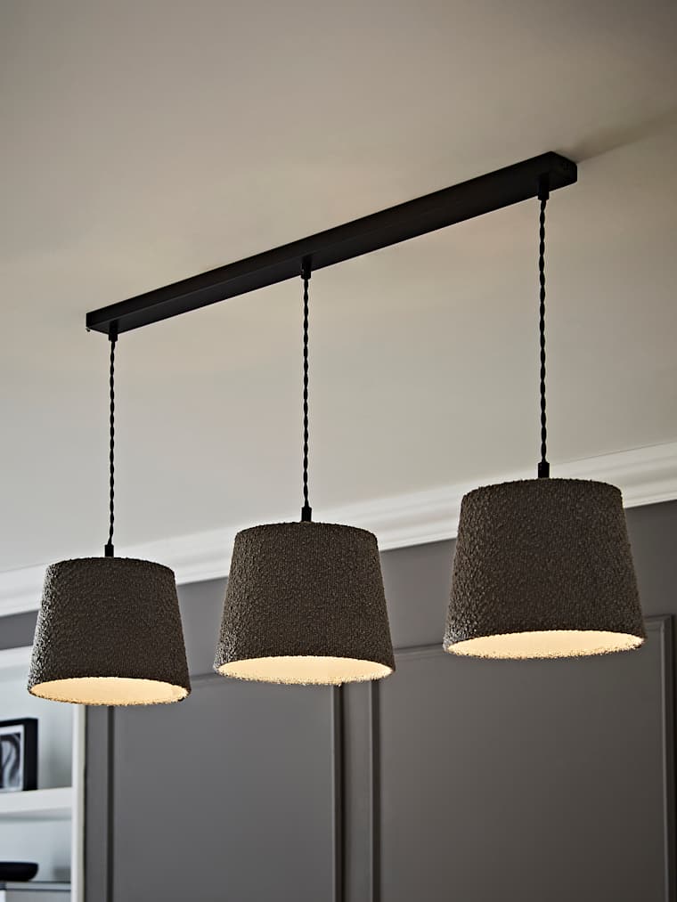 Black with Grey Taper Boucle Diner Light