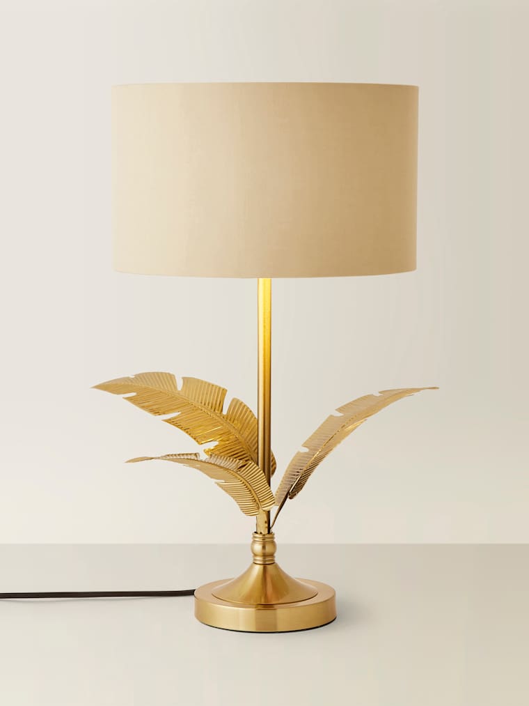 Gold Leaves Table Lamp with Beige and Gold Shade