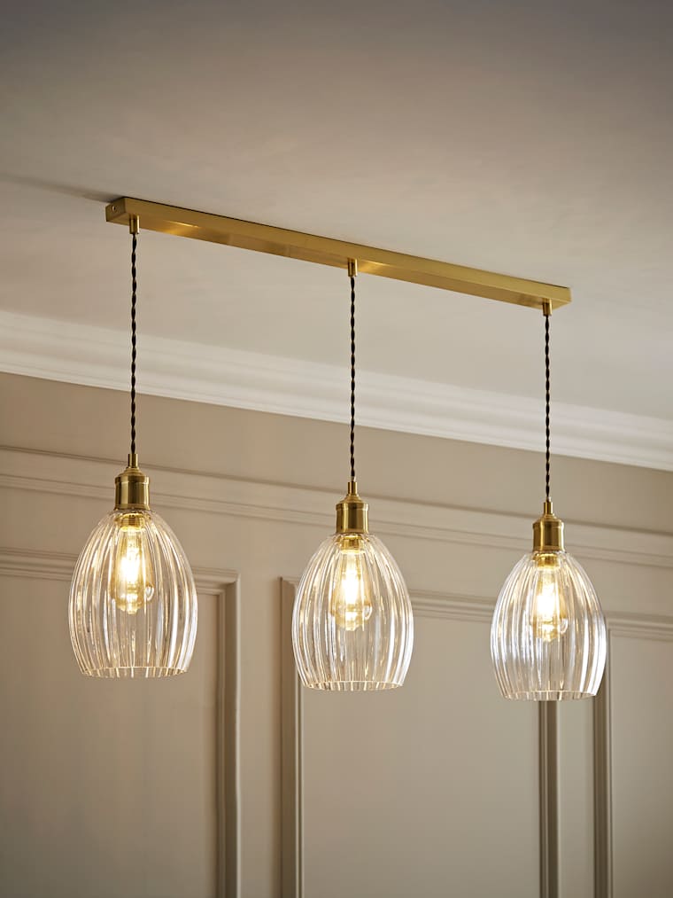 Gold with Ribbed Shade Diner Light