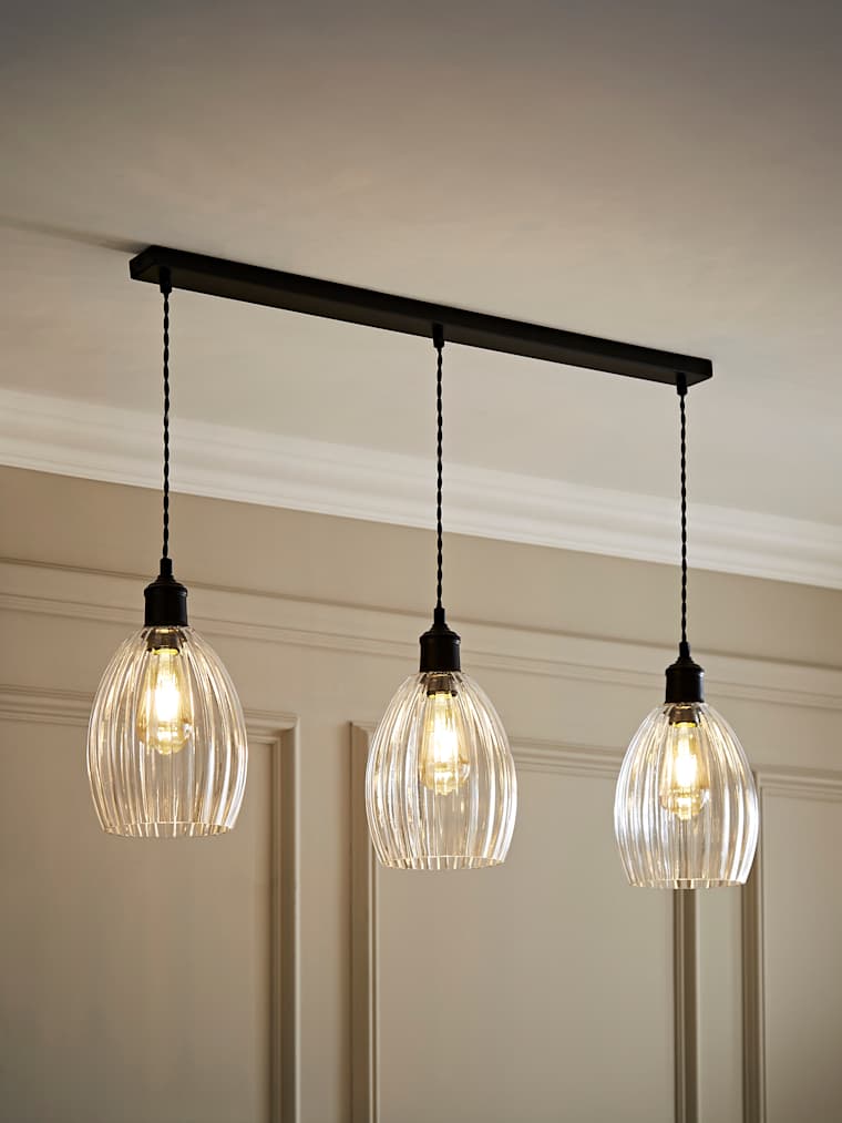 Black with Ribbed Shade Diner Light