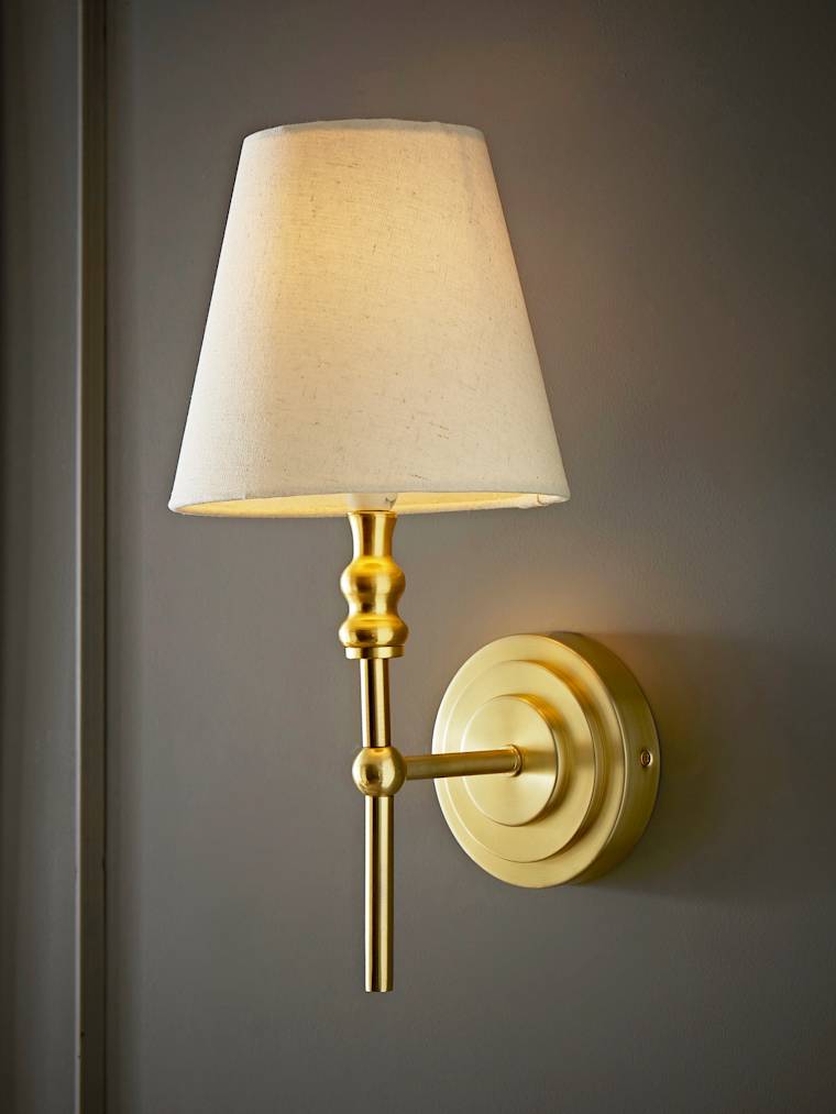 Pair of Maggie Brushed Gold Wall Lights with Tapered Shades