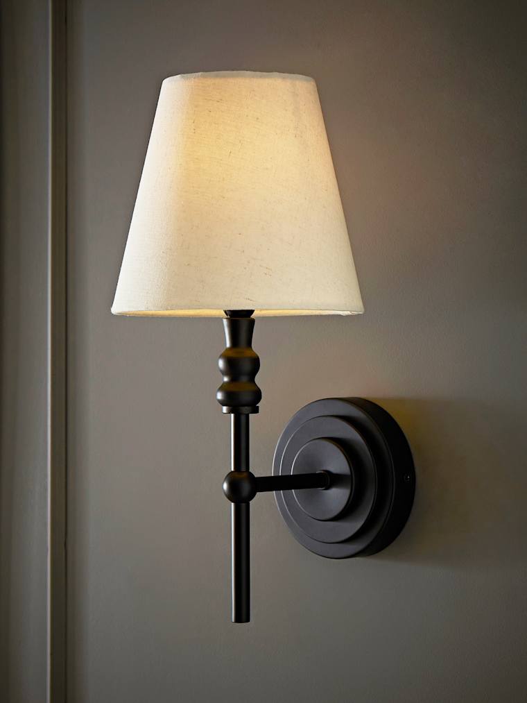 Pair of Maggie Matte Black Wall Lights with Tapered Shades