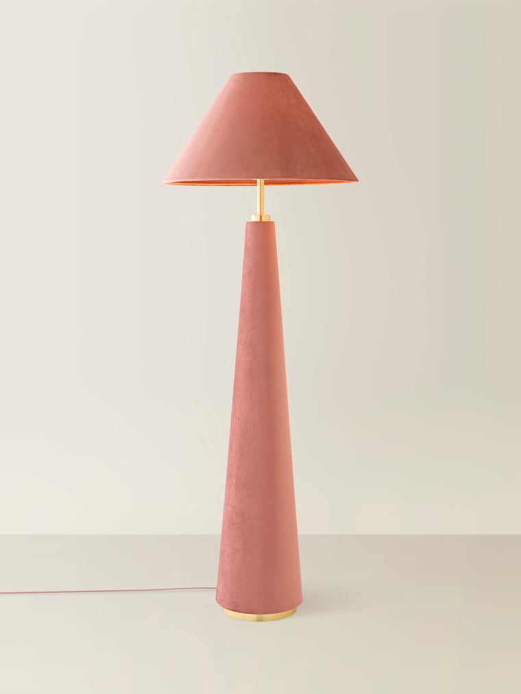 Pink Velvet Conical Floor Lamp