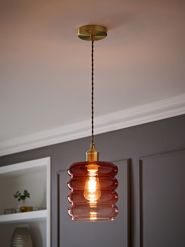 Brushed Gold with Berry Stacked Glass Ceiling Pendant Light